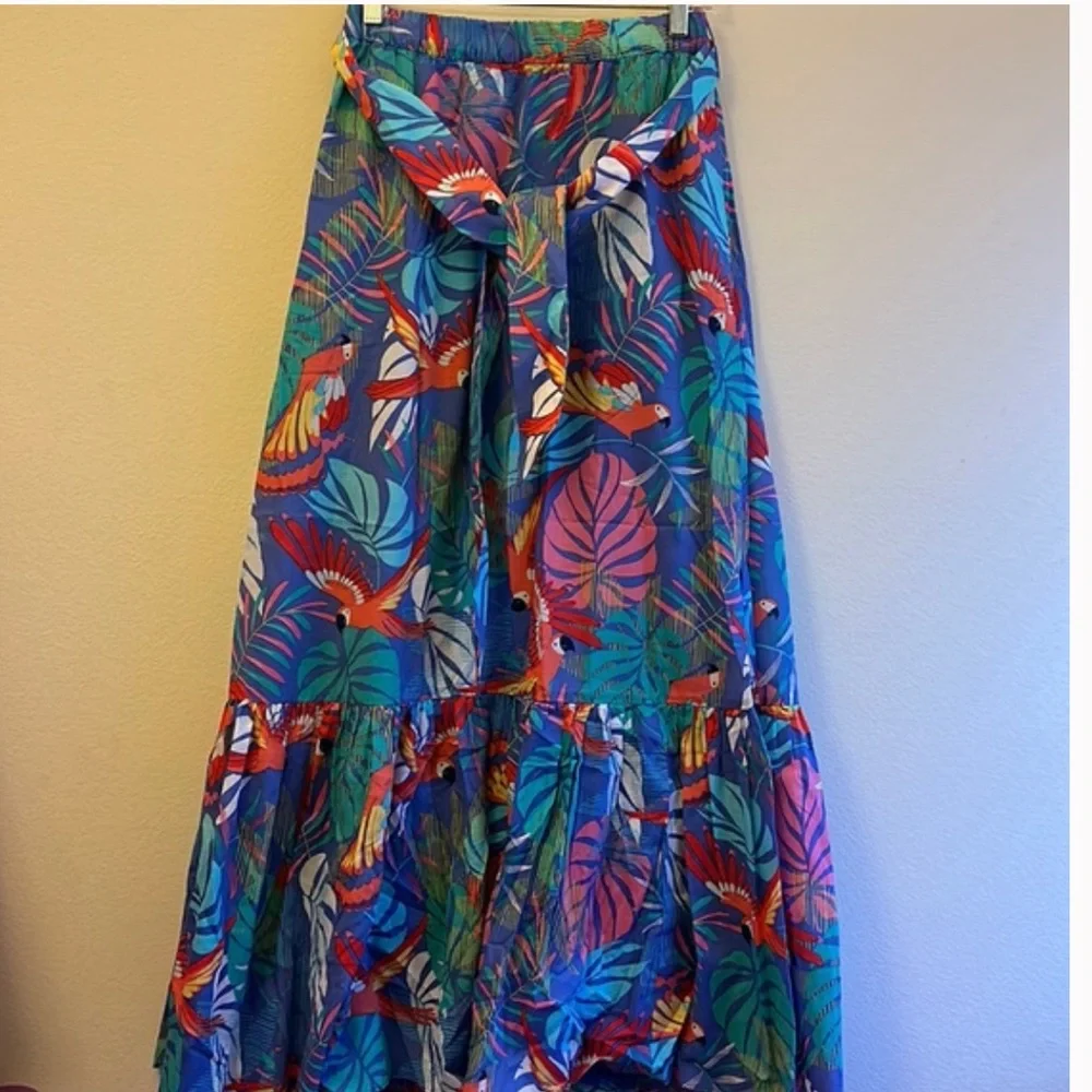 Talbots Blue Pink Tiered Maxi Skirt Resort worn once - Picture 2 of 6